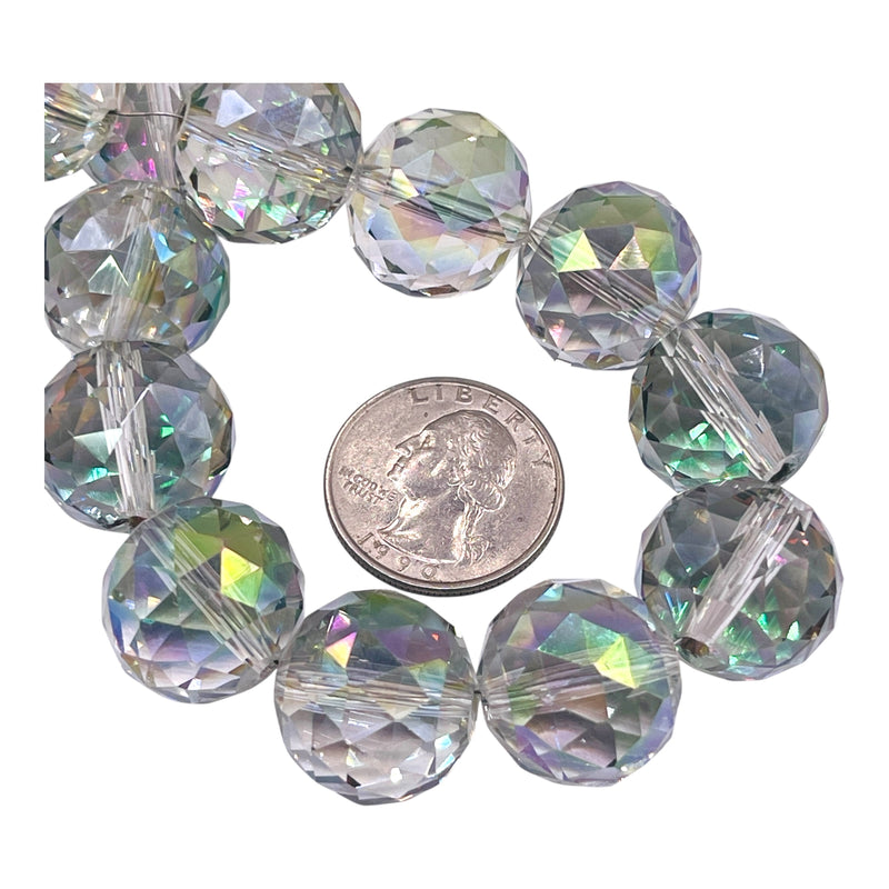 20mm Round Cut Glass Crystal Green Blossom