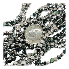 4mm Hexagon Glass Crystal White Gold