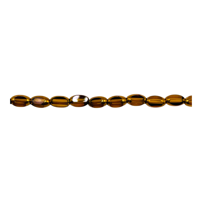 6x3mm Oval Glass Crystal Gold Edge Topaz