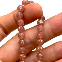 8mm Round Cut Cherry Quartz Shine