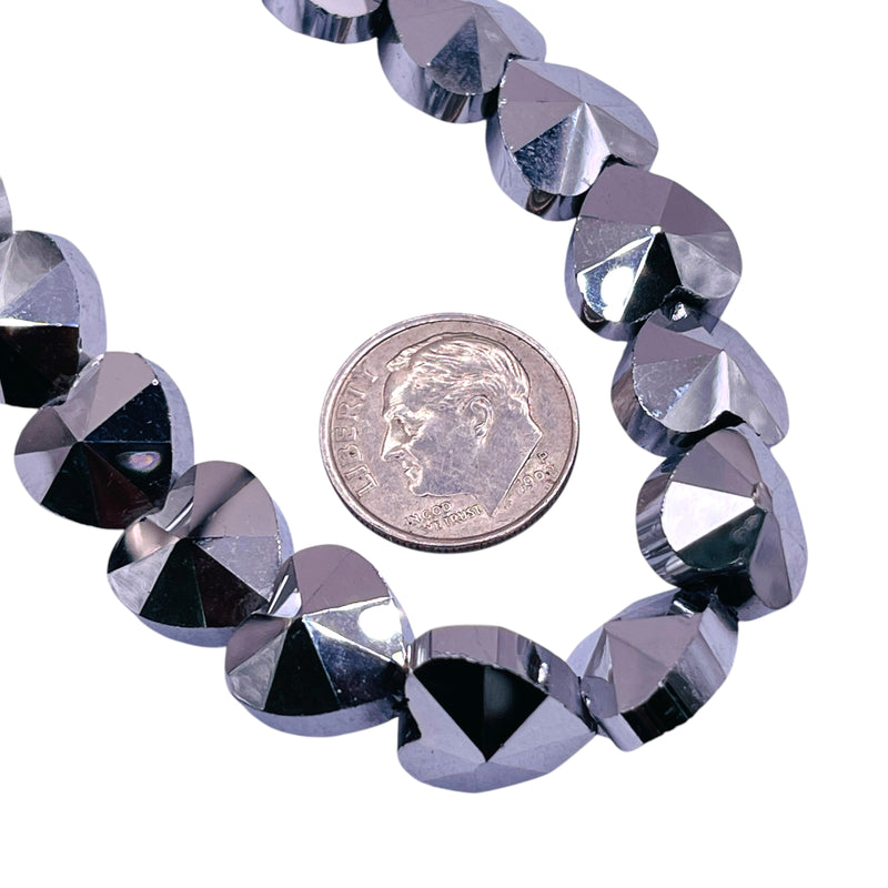 12mm Heart Glass Crystal White Gold