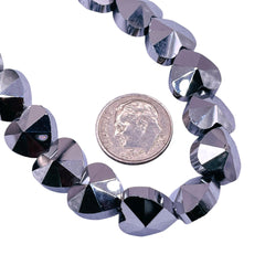 12mm Heart Glass Crystal White Gold