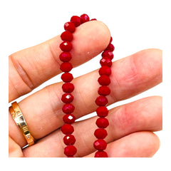 6mm Thunder Polish Glass Crystal Roundel Cut Ruby Jade