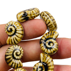 20x16mm Ammonite Fossil Handmade and painted Porcelain