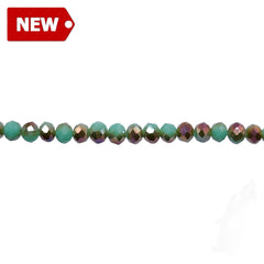 4mm Thunder Polish Glass Crystal Roundel Cut Olive Green Jade MG