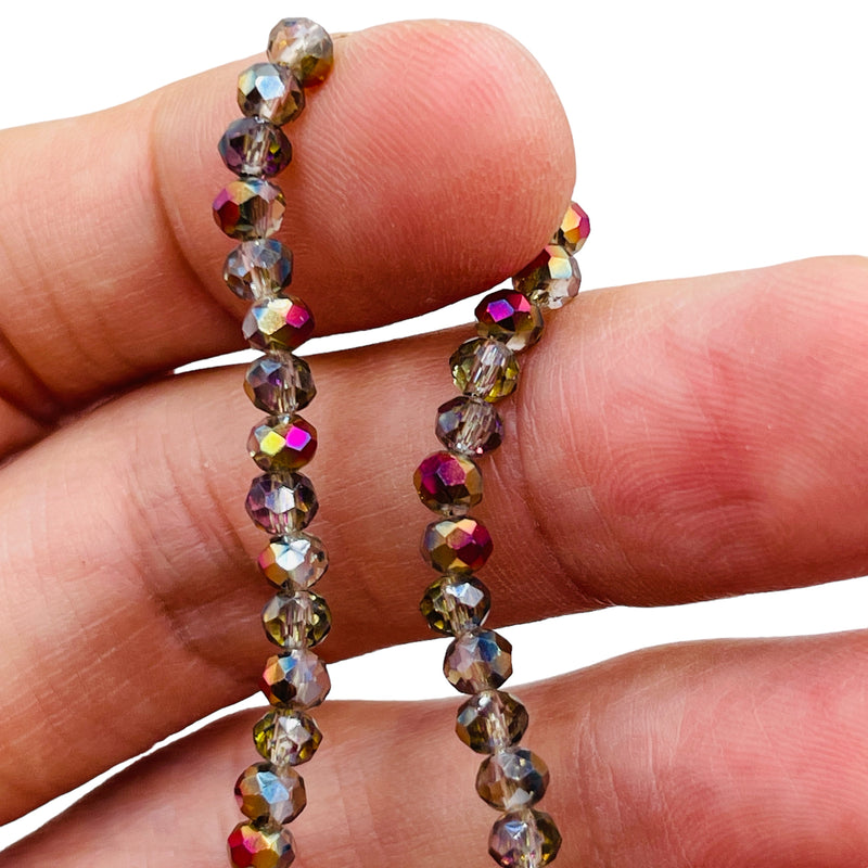 4mm Thunder Polish Glass Crystal Roundel Cut Black Diamond MP