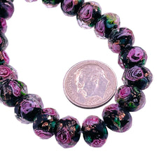 10x8mm Roundel Lampwork Black
