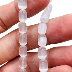 9x6mm Cylinder Super Cat Eye (Gypsum) White