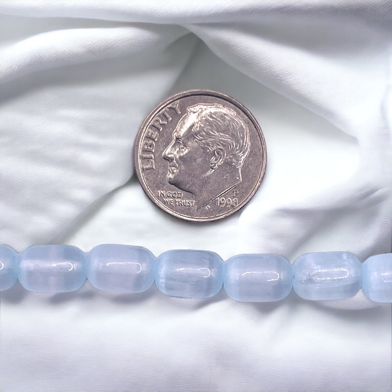 9x6mm Cylinder Super Cat Eye (Gypsum) Blue