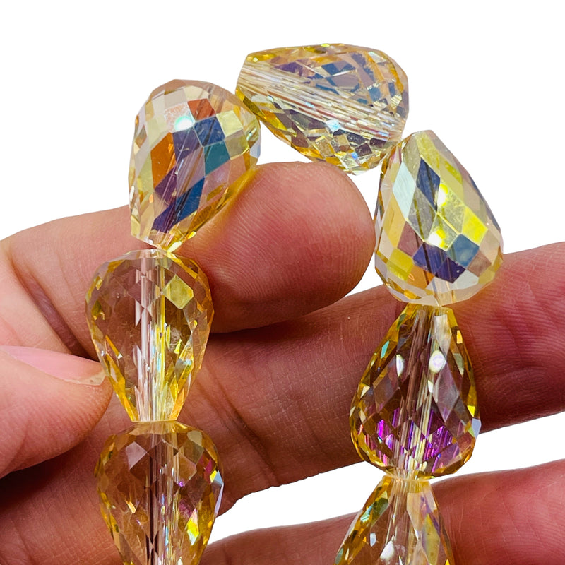 18x13mm Tear Drop Glass Crystal Gold Dream