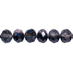 10mm Thunder Polish Glass Crystal Roundel Cut Half Hematite