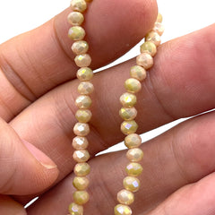 4mm Thunder Polish Glass Crystal Roundel Cut Beige GA
