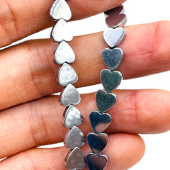 8mm Heart Hematite Rhodium
