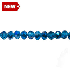 6mm Thunder Polish Glass Crystal Roundel Cut Med. Aquamarine MP