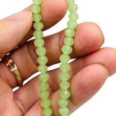 6mm Thunder Polish Glass Crystal Roundel Cut Green Jade