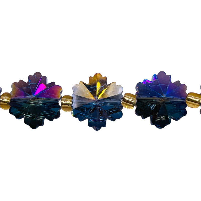 14mm Snowflake Glass Crystal Magic Purple