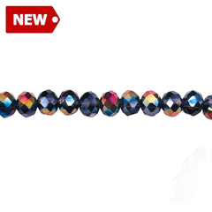 6mm Thunder Polish Glass Crystal Roundel Cut Amethyst MP