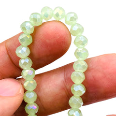 6mm Thunder Polish Glass Crystal Roundel Cut Green Jade AB