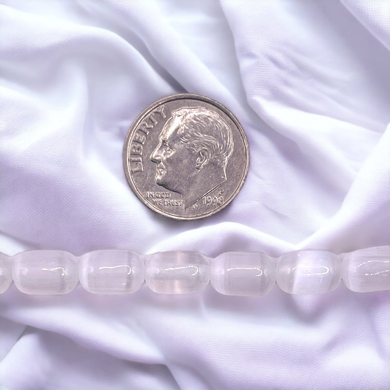 9x6mm Cylinder Super Cat Eye (Gypsum) White