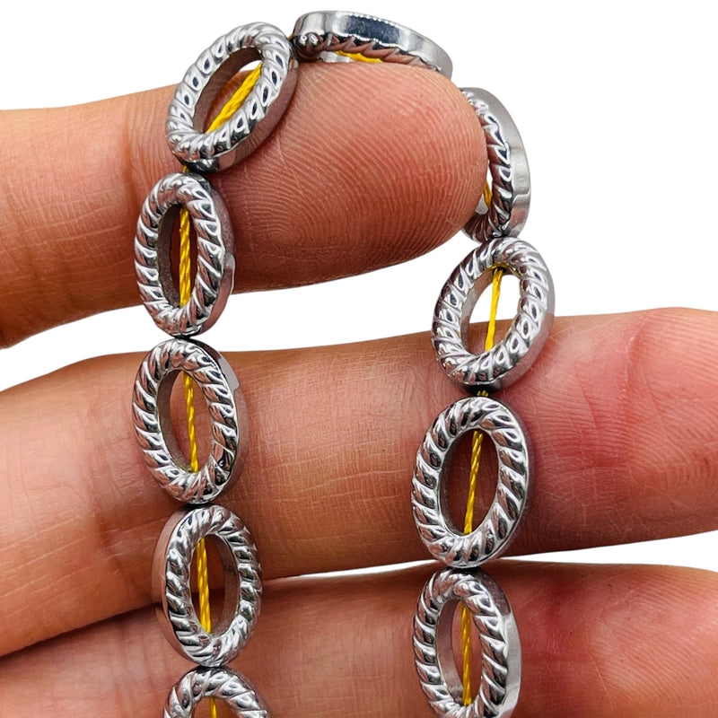 14x10mm Oval Hematite Rhodium