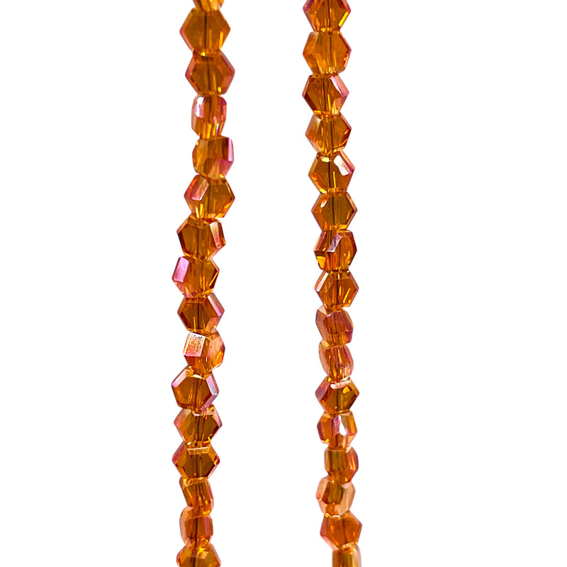 4mm Hexagon Glass Crystal Magic Orange
