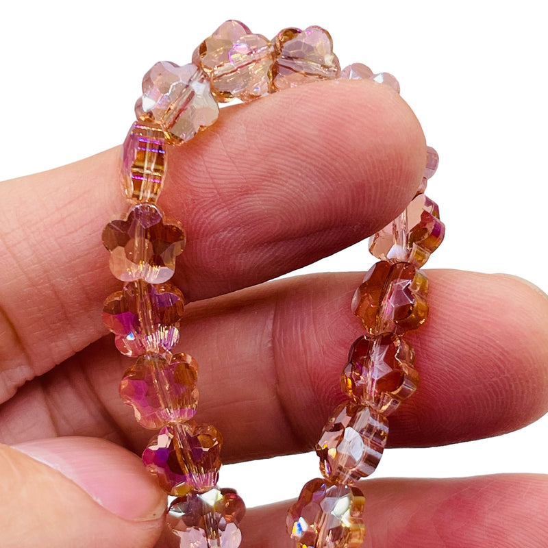 8mm Flower Glass Crystal Lt Peach AB