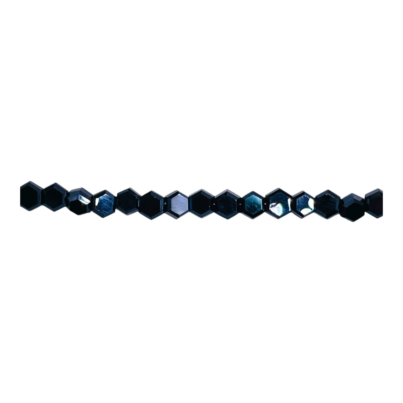 4mm Hexagon Glass Crystal Gunmetal