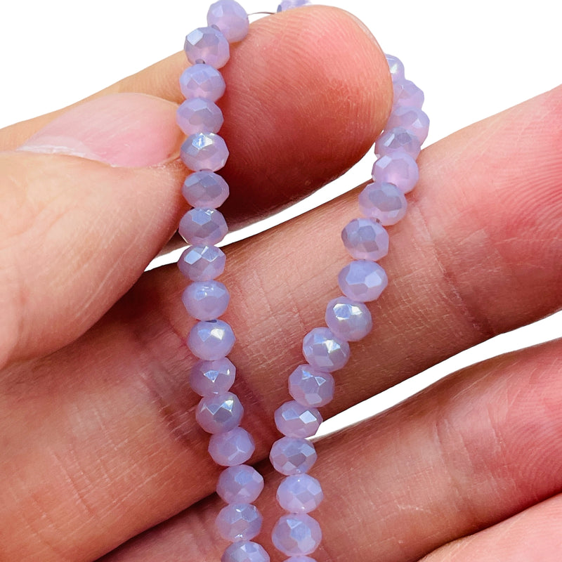 4mm Thunder Polish Glass Crystal Roundel Cut Lt. Lavender