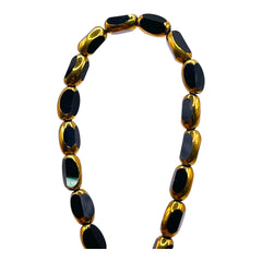 6x3mm Oval Glass Crystal Gold Edge Jet