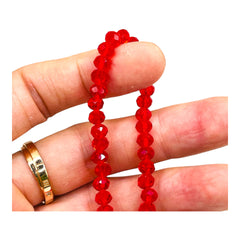 6mm Thunder Polish Glass Crystal Roundel Cut Red