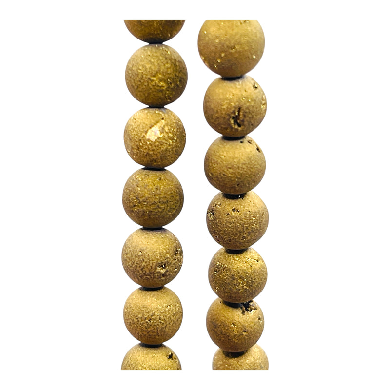 8mm Druzy Round Gold
