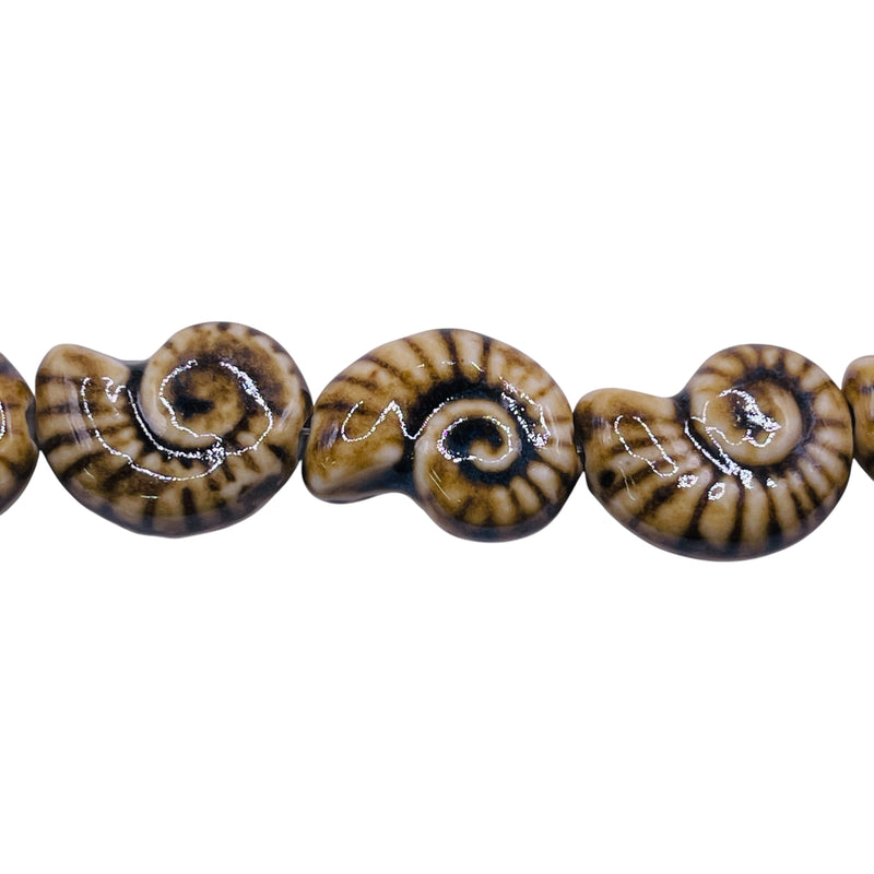 20x16mm Ammonite Fossil Handmade and painted Porcelain