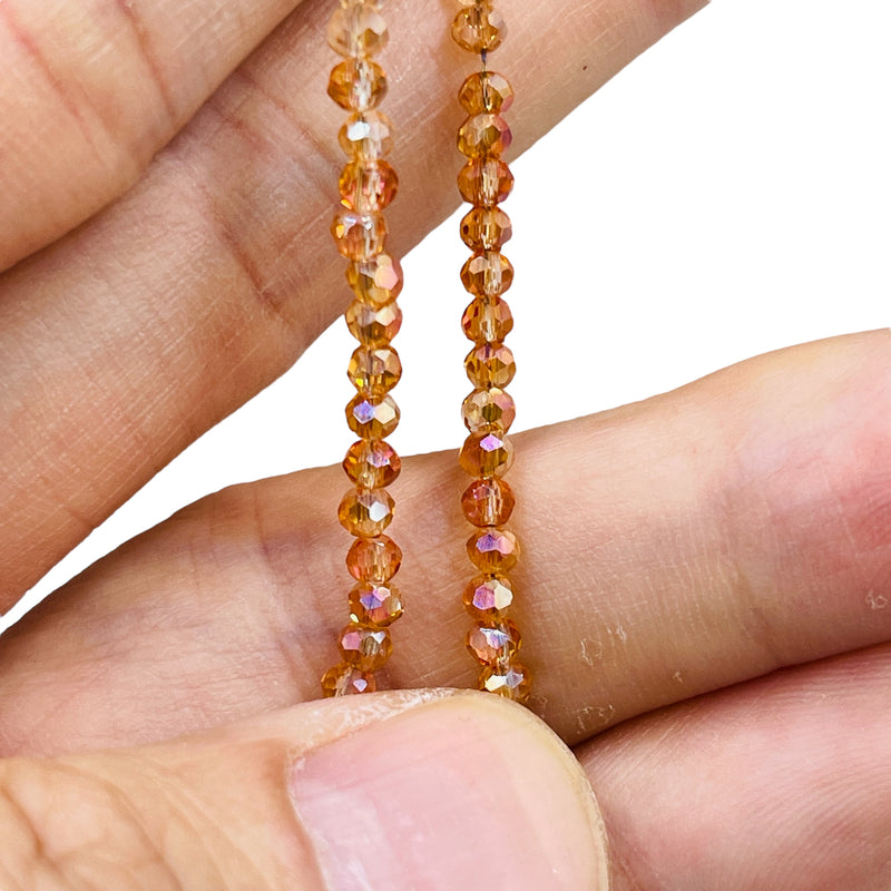 3mm Thunder Polish Glass Crystal Roundel Cut Magic Orange