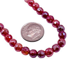 8mm Round Cut Agate Red Shine