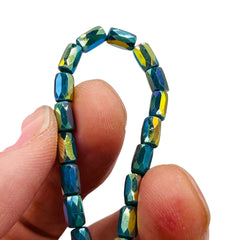 6x4mm Cylinder Glass Crystal Dk. Green Jade Super AB