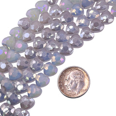 8mm Heart Glass Crystal White Jade AB