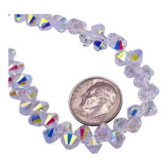 6mm Thunder Polish Glass Crystal Bicone Top Drilled Super AB