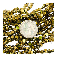 4mm Hexagon Glass Crystal Gold