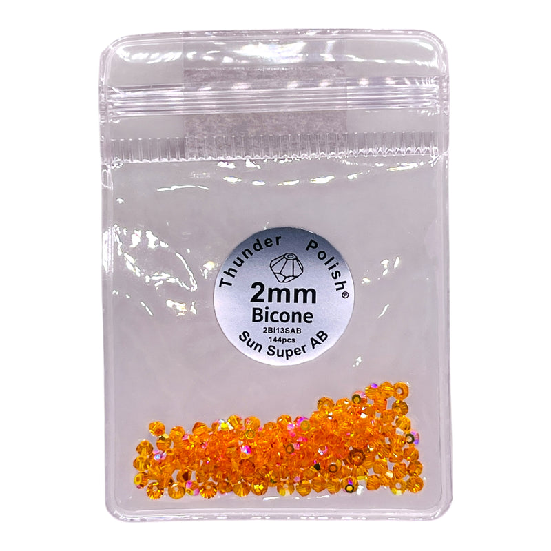 2mm Thunder Polish Glass Crystal Bicone Sun Super AB