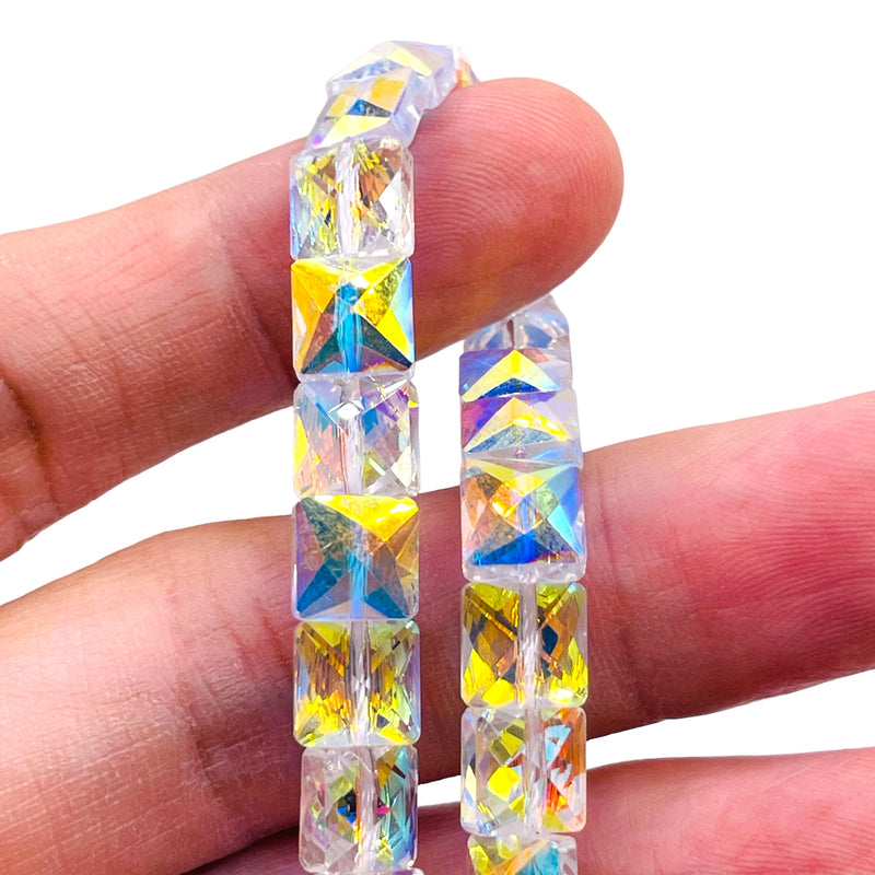 8mm Square Glass Crystal Super AB