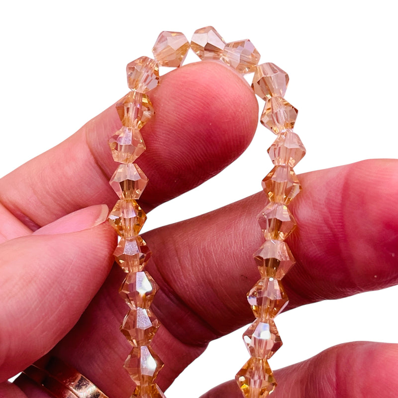 6mm Thunder Polish Glass Crystal Bicone Silver Champagne Shine