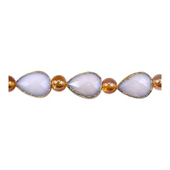 14x10mm Tear Drop Gold Edge White Jade