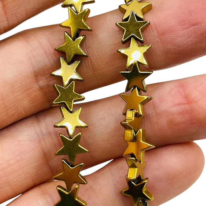 9mm Star Hematite Gold