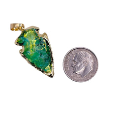 28mm Handcrafted Clear Quartz Pendant Green