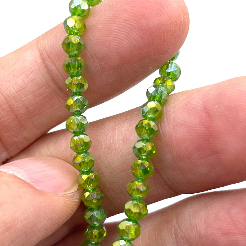 4mm Thunder Polish Glass Crystal Roundel Cut Chrysolite Super AB