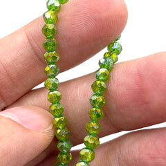 4mm Thunder Polish Glass Crystal Roundel Cut Chrysolite Super AB
