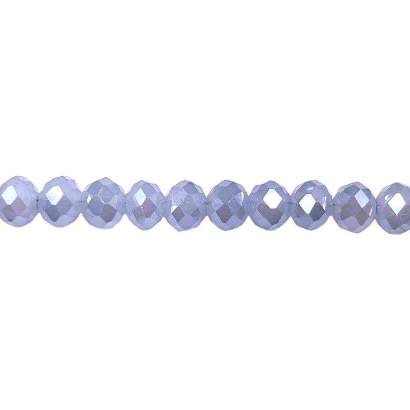 6mm Thunder Polish Glass Crystal Roundel Cut Grey Blue