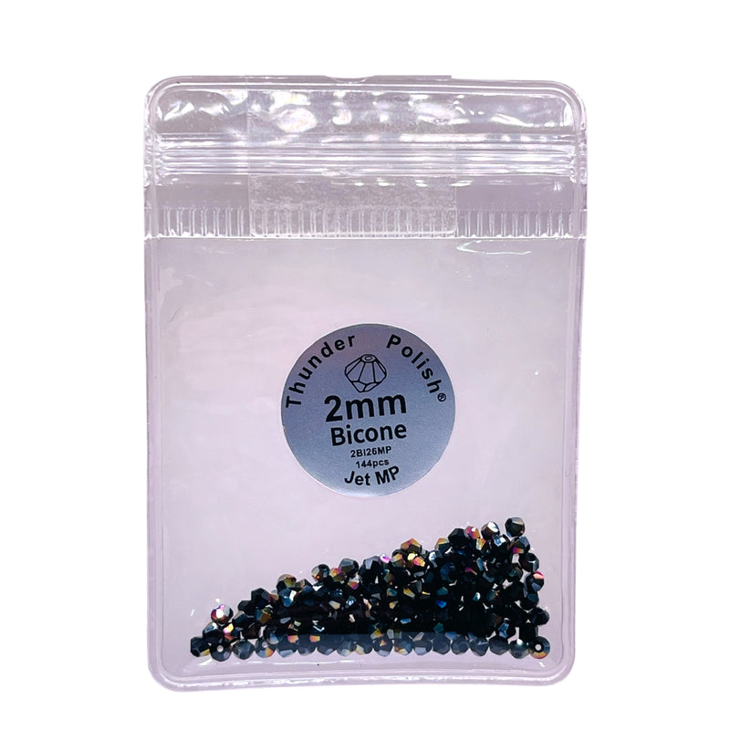 2mm Thunder Polish Glass Crystal Bicone Jet Magic Purple