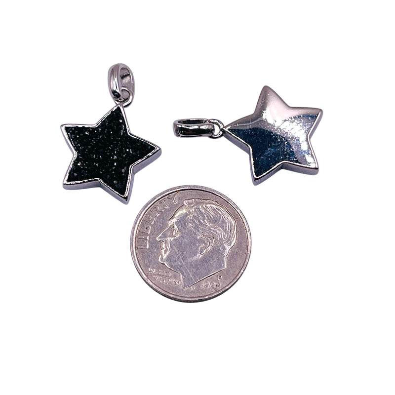16mm Star Druzy Pendant Black
