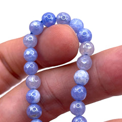 8mm Round Cut Agate Blue Shine